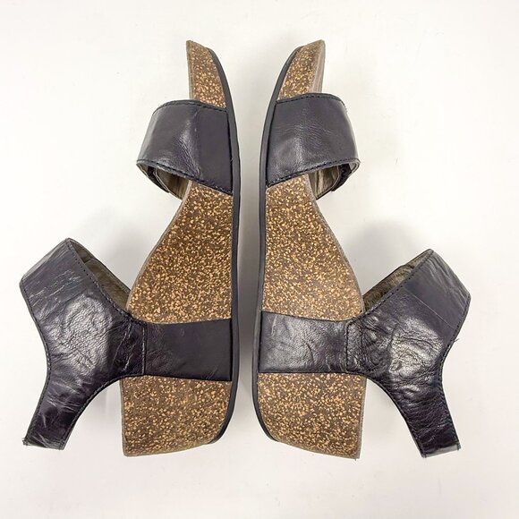 Abeo Una Black Cork Wedge Sandals Size 8.5 Narrow Orthopedic Comfortcore Travel - Picture 6 of 12
